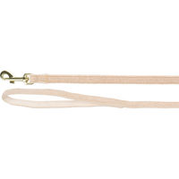 Produktbild von Flamingo Hundeleine Saba Beige aus Nylon und Samt mit matt goldenem Karabiner 130 cm - 130 cm