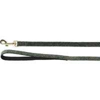 Produktbild von Flamingo Hundeleine Saba Grün aus Nylon und Samt mit matt goldenem Karabiner 130 cm