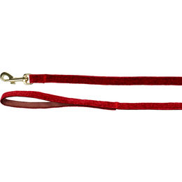Flamingo Hundeleine Saba Rot aus Nylon und Samt mit matt goldenem Karabiner 1,3 m – Bild 1 von 3
