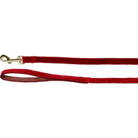 Produktbild von Flamingo Hundeleine Saba Rot aus Nylon und Samt mit matt goldenem Karabiner 1,3 m