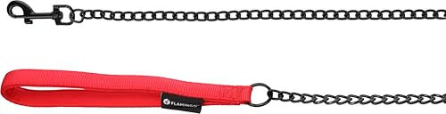 Flamingo Hundeleine Trero Rot Kettenleine mit Neopren-Griff aus Metall und Nylon 1 m x 16 mm - 100 cm – Bild 1 von 1