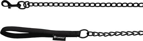 Flamingo Hundeleine Trero Schwarz aus Metall mit Neopren-Griff 1 m x 17 mm - 100 cm – Bild 1 von 2