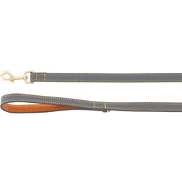 Flamingo Hundeleine Virginia grau aus Leder mit goldfarbenen Details 130 cm - 130 cm – Bild 1 von 3