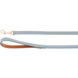 Flamingo Hundeleine Virginia Leder hellblau mit goldfarbenem Karabinerhaken 130 cm – Bild 1 von 2