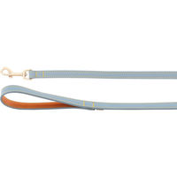 Produktbild von Flamingo Hundeleine Virginia Leder hellblau mit goldfarbenem Karabinerhaken 130 cm