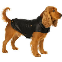Produktbild von Flamingo Hundemantel Sancho Schwarz aus Kunstleder wasserabweisend Rückenlänge 45 cm
