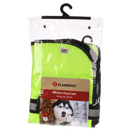 Flamingo Hundemantel Winter Eisbär Fluo Gelb Größe L mit Rückenlänge 50 cm wasserabweisend und winddicht – Bild 1 von 5