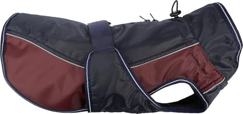 Flamingo Hundemantel Winter Eisberg Dunkelblau und Bordeaux XS 35cm wasserabweisend mit reflektierenden Streifen und Geschirröffnung - 1 Stk. – Bild 1 von 4
