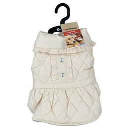 Flamingo Hundemantel Winter Fleece Beige mit Strass Rückenlänge 30 cm – Bild 1 von 2