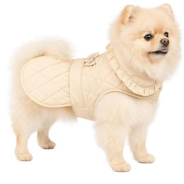 Flamingo Hundemantel Winter Jewel Beige wasserabweisend mit Strass Rückenlänge 20 cm – Bild 1 von 3