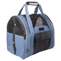 Produktbild von Flamingo Hunderrucksack Lenie Blau mit Guckloch und Kurzleine 36x32x32 cm
