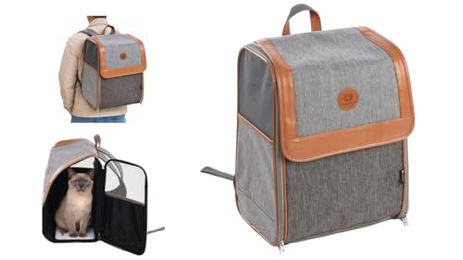 Flamingo Hunderucksack Tanana Grau für kleine Hunde aus Polyester wasserabweisend – Bild 1 von 13