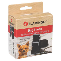 Flamingo Hundeschuhe Laky Pfotenschuhe wasserabweisend Polyester Schwarz Größe S – Bild 1 von 4