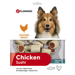 Flamingo Hundesnack Chick'n Snack Sushi mit Huhn und Seelachs 400 g hoher Fleischanteil ohne Zucker - 400 g – Bild 1 von 4