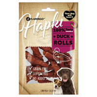 Produktbild von Flamingo Hundesnack Hapki Rolle mit Ente getreidefrei und glutenfrei 85 g