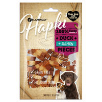 Produktbild von Flamingo Hundesnack Hapki Stücke mit Ente und Lachs, getreidefrei und glutenfrei, 85 g