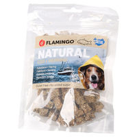 Produktbild von Flamingo Hundesnack Nature Trockenfleisch Kleine Blöcke mit Kabeljau und Hering für Junior Hunde glutenfrei und ohne Zucker 75 g