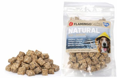 Flamingo Hundesnack Trockenfleisch Kabeljau & Garnele Junior 75 g ohne Farb- und Aromastoffe – Bild 1 von 6