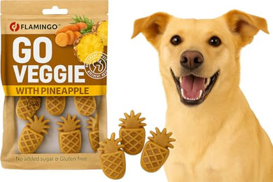 Flamingo Hundesnack Veggie Ananas Zahnpflege-Snack vegan glutenfrei ohne Zucker 120g - 120 g – Bild 1 von 8