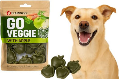Flamingo Hundesnack Veggie Apfel Grün Funktionssnack für Hunde Adult Glutenfrei Vegan 120g - 120 g – Bild 1 von 7