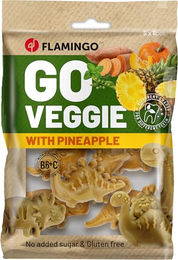 Flamingo Hundesnack Veggie Dino Ananas glutenfrei und vegan Zahnpflege-Snack 120g - 8 x 15 g – Bild 1 von 6