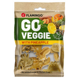 Produktbild von Flamingo Hundesnack Veggie Dino mit Ananas Junior vegan glutenfrei ohne Zucker 120g - 4 x 30 g