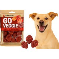 Produktbild von Flamingo Hundesnack Veggie Erdbeere Zahnpflege-Snack vegan glutenfrei ohne Zucker 120g - 120 g