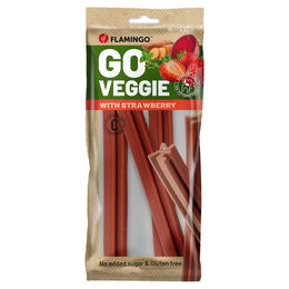 Flamingo Hundesnack Veggie Stick Erdbeere Vegan Glutenfrei Ohne Zucker 150 g - 3 x 150 g – Bild 1 von 4