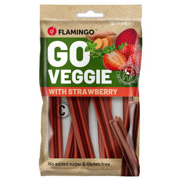 Flamingo Hundesnack Veggie Stick Erdbeere Vegan Glutenfrei Ohne Zucker 78 g - 6 x 78 g – Bild 1 von 4