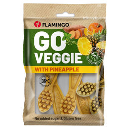 Flamingo Hundesnack Veggie Zahnbürste Ananas gelb vegan glutenfrei ohne Zucker 160g - 4 x 160 g – Bild 1 von 4