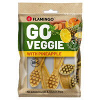 Produktbild von Flamingo Hundesnack Veggie Zahnbürste Ananas gelb vegan glutenfrei ohne Zucker 160g - 4 x 160 g