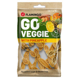 Flamingo Hundesnack Veggie Zahnbürste Ananas Gelb Vegan ohne tierisches Protein 120 g - 15 x 120 g – Bild 1 von 4
