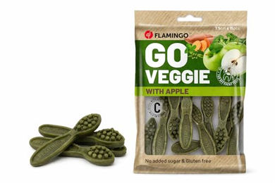 Flamingo Hundesnack Veggie Zahnbürste mit Apfel glutenfrei und vegan 120g - 15 x 120 g – Bild 1 von 9