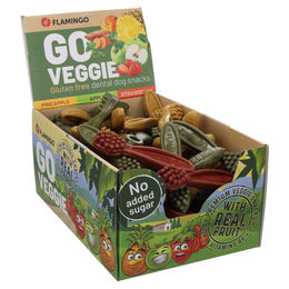 Produktbild von Flamingo Hundesnack Veggie Zahnbürste mit Erdbeere, Ananas & Apfel für erwachsene Hunde, vegan und glutenfrei, 2400g - 2,4 kg