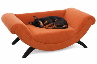 Flamingo Hundesofa Dingo rechteckiges Hundebett und Katzenbett für kleine Hunde und Katzen in Orange mit Holzfüßen 80 x 43 x 28 cm – Bild 1 von 4