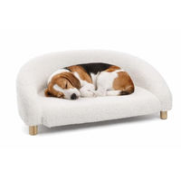 Produktbild von Flamingo Hundesofa und Katzenbett Dorado halbrund in Weiß mit Holzfüßen 77 x 50 x 27 cm