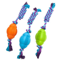 Flamingo Hundespielzeug Boomer Dental Bouncer Kauspielzeug aus Gummi mit Seil – Bild 1 von 3
