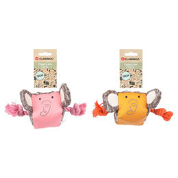 Flamingo Hundespielzeug Britty Elefant Plüschspielzeug mit Seil für Welpen Rosa 22x8,3cm – Bild 1 von 2