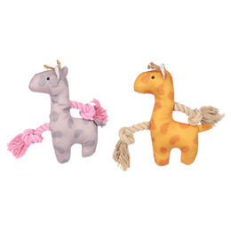 Produktbild von Flamingo Hundespielzeug Britty Hirsch für Welpen mit Seil und Quietschfunktion bunt