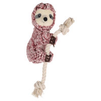Produktbild von Flamingo Hundespielzeug Faultier mit Seil aus Plüsch in Rosa Größe L - 30 cm