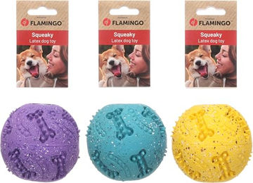 Flamingo Hundespielzeug Freckles Ball aus Latex mit Quietscher Bunt Größe L - 9,5 cm – Bild 1 von 6