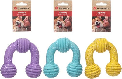 Flamingo Hundespielzeug Freckles U-Ring aus Latex mit Quietscher Größe L Bunt – Bild 1 von 5