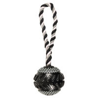 Produktbild von Flamingo Hundespielzeug Gladiator Curling aus TPR mit Seil Schwarz