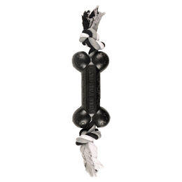 Produktbild von Flamingo Hundespielzeug Gladiator Hantel mit Seil aus Gummi Schwarz Größe L - 18 cm
