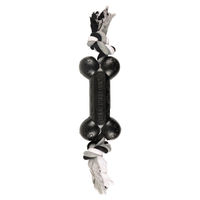 Produktbild von Flamingo Hundespielzeug Gladiator Hantel mit Seil aus Gummi Schwarz Größe L - 18 cm