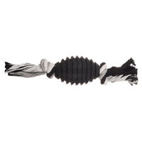 Produktbild von Flamingo Hundespielzeug Gladiator Rugby aus Gummi mit Seil Schwarz