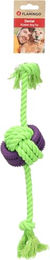 Flamingo Hundespielzeug Gropa Knotenball und Seil mit 2 Knoten in Grün/Lila zur Zahnpflege 40 cm – Bild 1 von 2