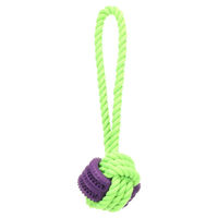 Produktbild von Flamingo Hundespielzeug Gropa Zerrspiel und Knotenball mit Zahnpflege Funktion Grün/Lila
