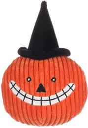 Flamingo Hundespielzeug Halloween Pumpa Kürbis aus Plüsch und Cord in Orange – Bild 1 von 3