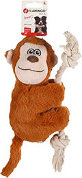 Flamingo Hundespielzeug Hangta Affe mit Seil aus Plüsch Braun Größe L – Bild 1 von 3